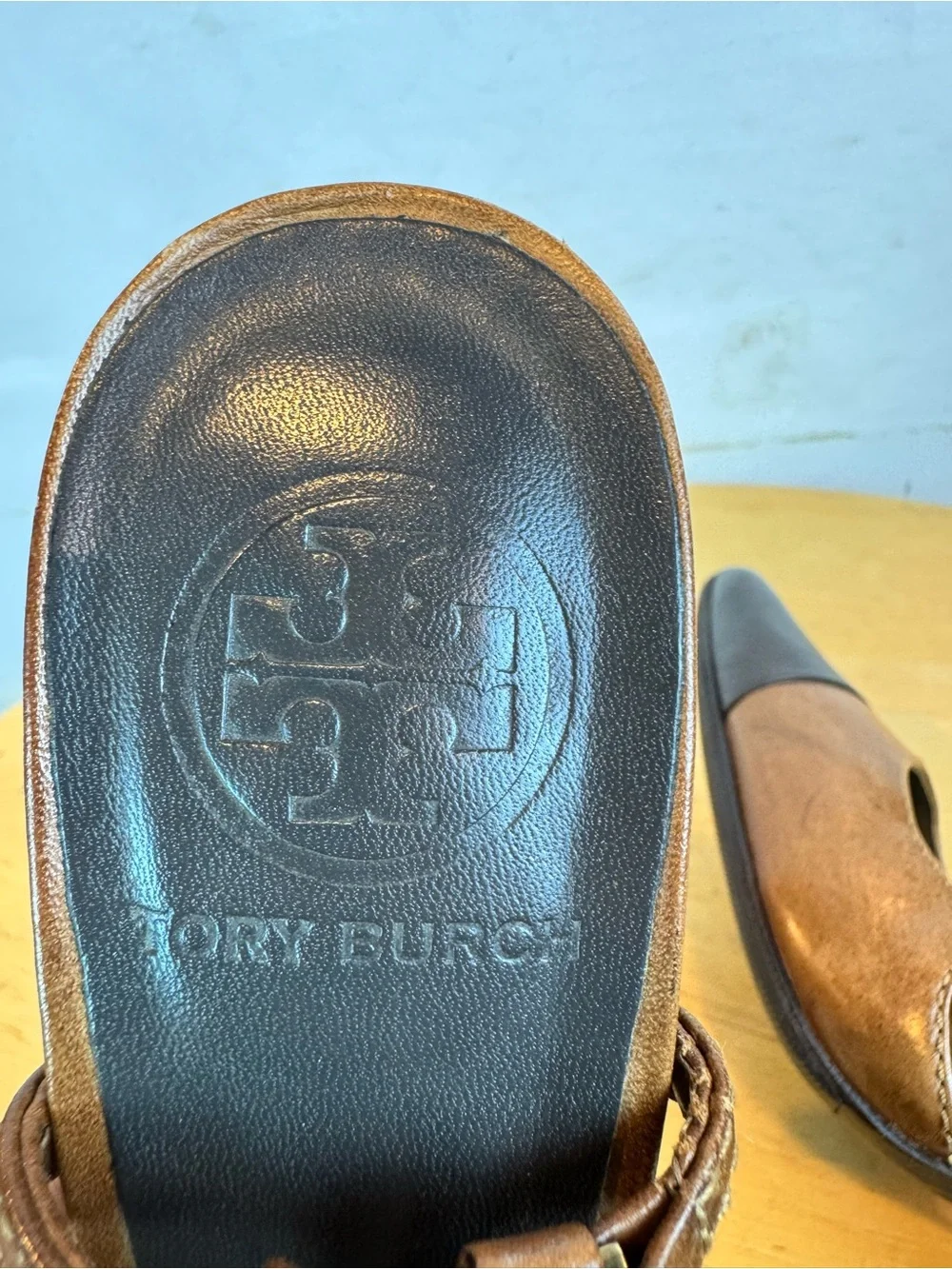 Tory Burch | Brown Two-Tone Slingback Kitten Heel, 7.5